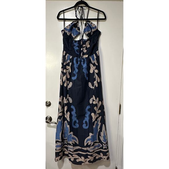 August Resort Wear Aphrodite Dark Blue Maxi Dress Size Large NWT Made in Greece - Picture 10 of 15